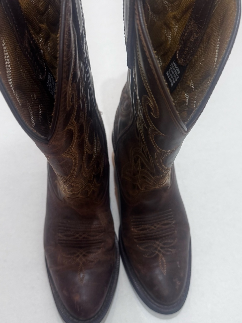 Laredo Dark Brown Embroidered Lace-Up Western Boots